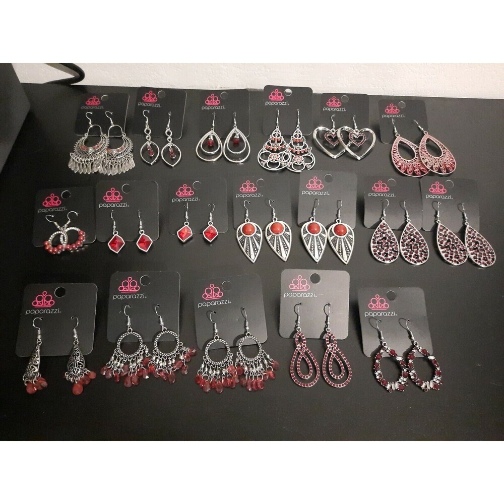 Paparazzi Jewelry Red Earrings Lot Of 18 Pieces